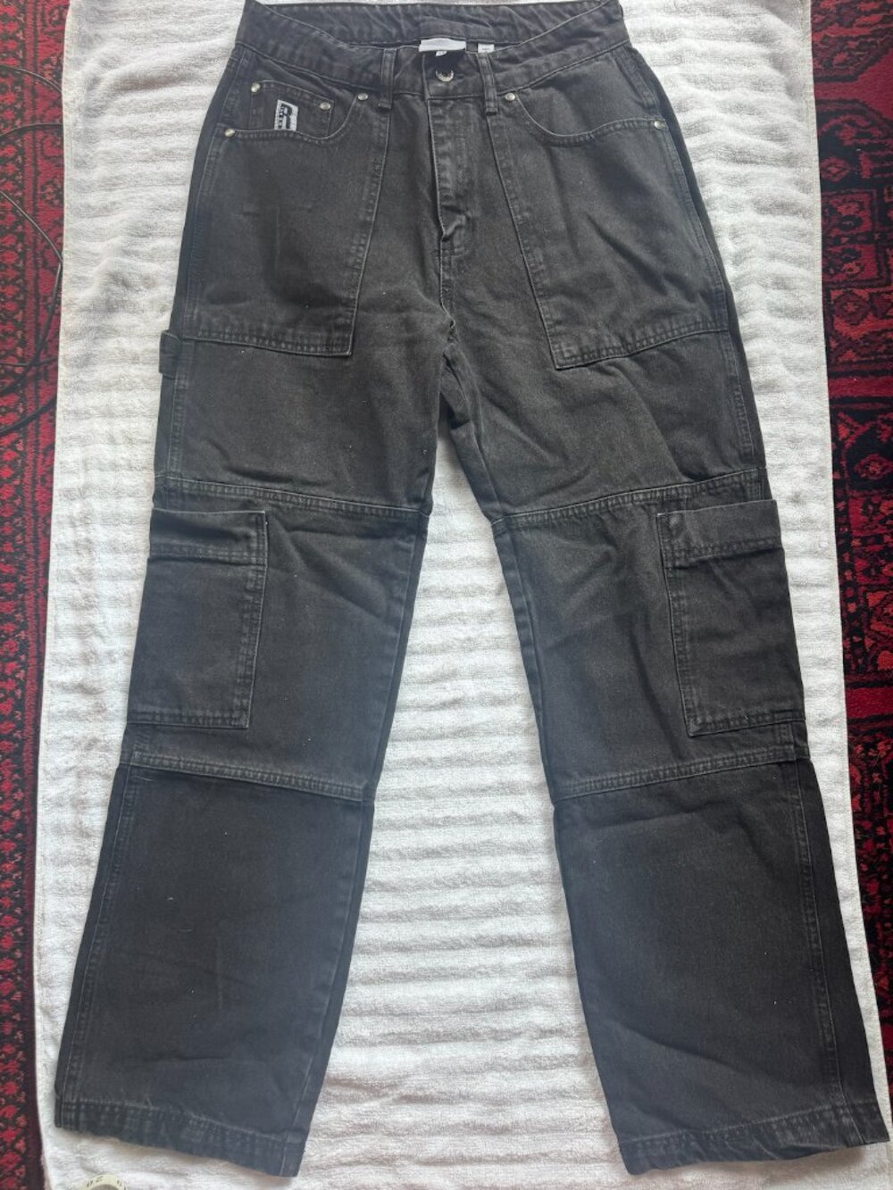 Vintage ’90s/Y2K Ragged Jeans Black Cargo Pants